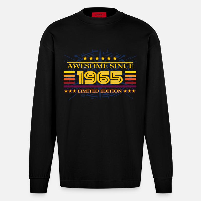 Awesome since 1965 Limited Edition - Heavyweight Oversized Organic Langarmshirt Made in EU - SOLID BLACK