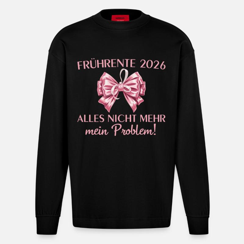 Frührente 2026 Arbeitskollegin in Altersteilzeit - Heavyweight Oversized Organic Langarmshirt Made in EU - SOLID BLACK