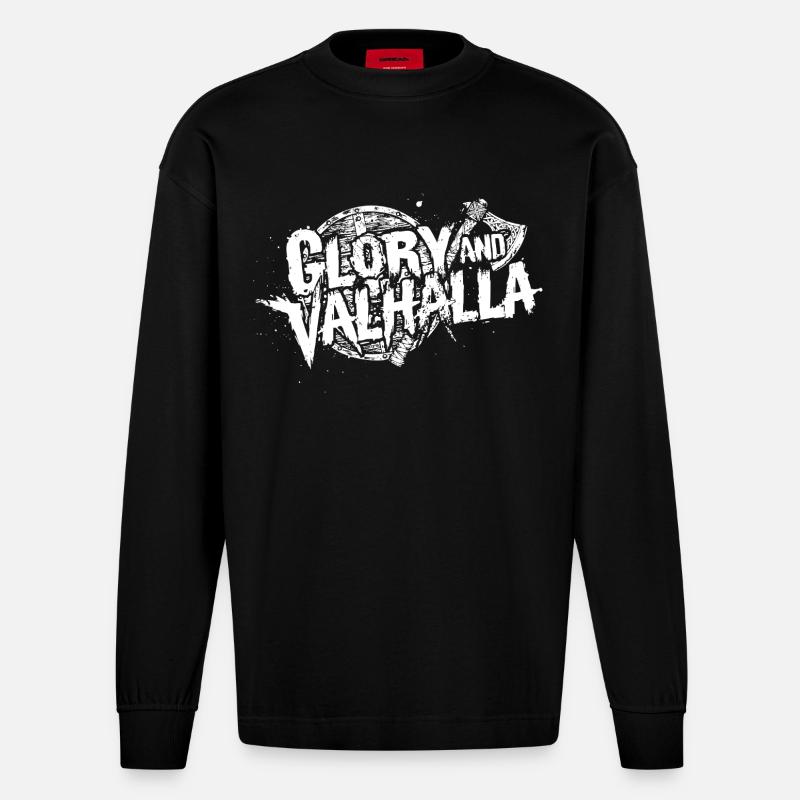 Glory and Valhalla - Heavyweight Oversized Organic Langarmshirt Made in EU - SOLID BLACK