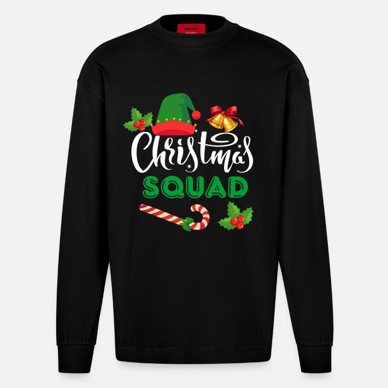 Weihnachtskader - Heavyweight Oversized Organic Langarmshirt Made in EU - SOLID BLACK