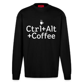Kaffee-pause Ctrl-Alt-Café - Manches longues bio épais oversize fabriqué en UE - SOLID BLACK - Devant