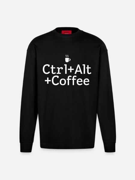 Kaffee-pause Ctrl-Alt-Café - Manches longues bio épais oversize fabriqué en UE - SOLID BLACK