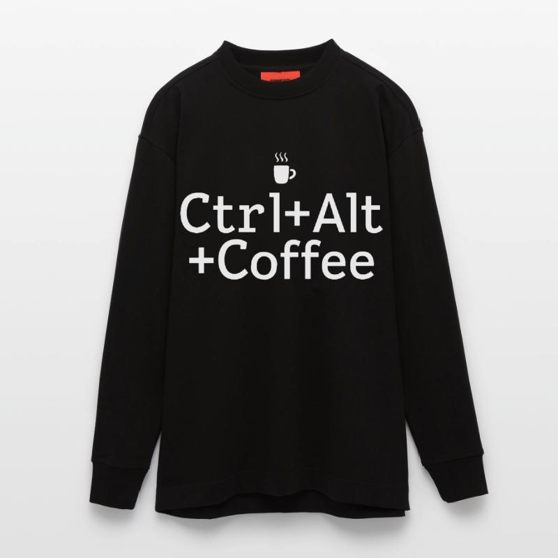 Kaffee-pause Ctrl-Alt-Café Manches longues bio épais oversize fabriqué en UE