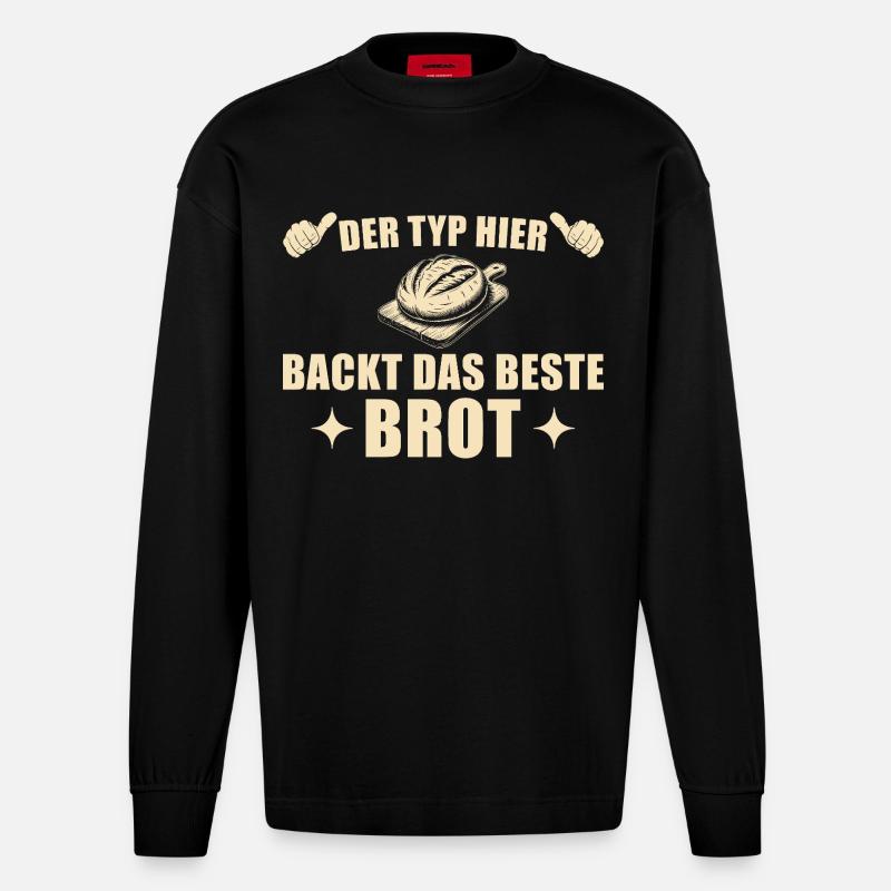 Brot backen - Bester Bäcker Geschenkidee - Heavyweight Oversized Organic Langarmshirt Made in EU - SOLID BLACK