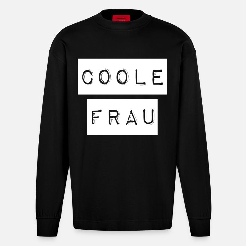 So sieht ein coole Frau aus - Heavyweight Oversized Organic Langarmshirt Made in EU - SOLID BLACK