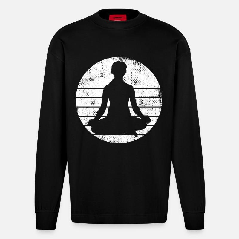 Yogi Sketch - Heavyweight Oversized Organic Langarmshirt Made in EU - SOLID BLACK