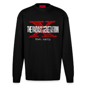 Generation X 1973  Retro - Heavyweight Oversized Organic Langarmshirt Made in EU - SOLID BLACK - Vorne