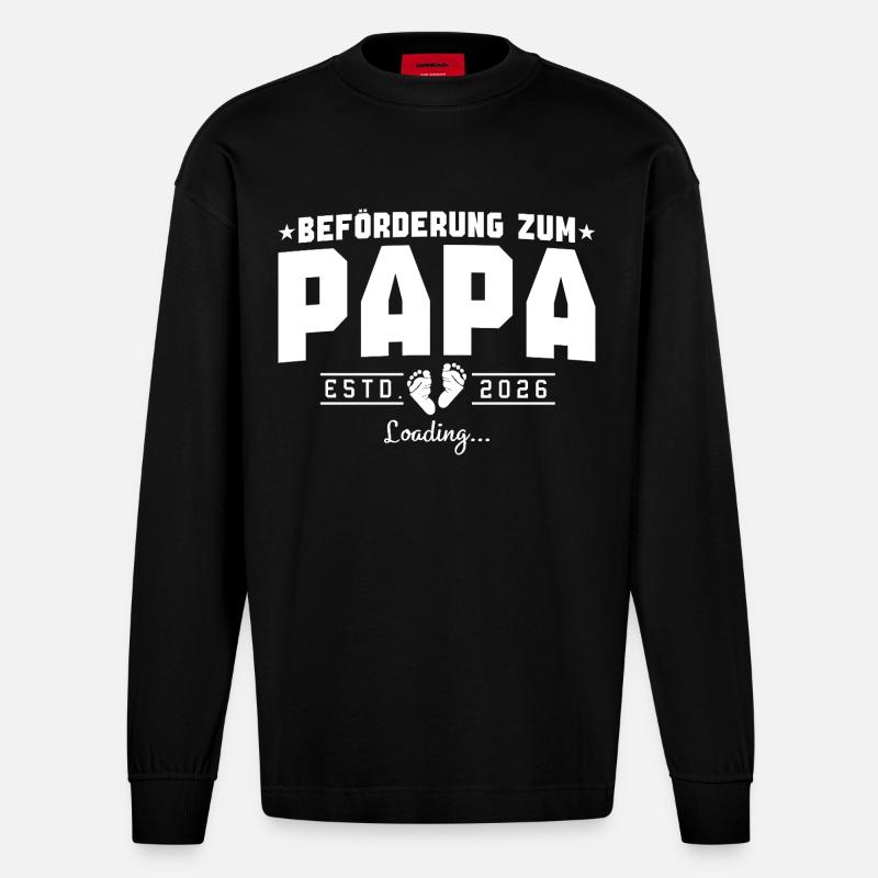 Papa 2026 loading Werdender Vater - Heavyweight Oversized Organic Langarmshirt Made in EU - SOLID BLACK