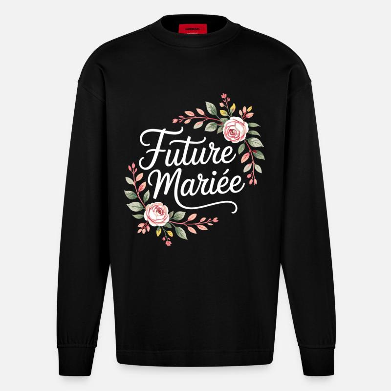 Team Mariage EVJF Future Mariée - Manches longues bio épais oversize fabriqué en UE - SOLID BLACK