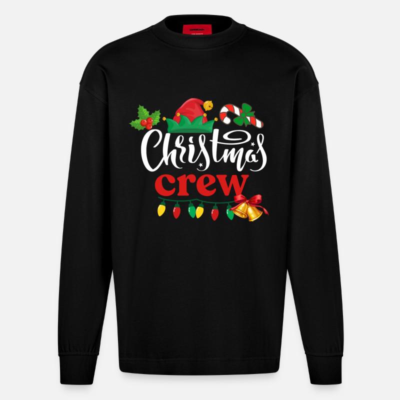 Weihnachts-Crew - Heavyweight Oversized Organic Langarmshirt Made in EU - SOLID BLACK