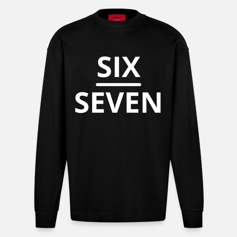 Sechs Sieben Meme Design - Heavyweight Oversized Organic Langarmshirt Made in EU - SOLID BLACK
