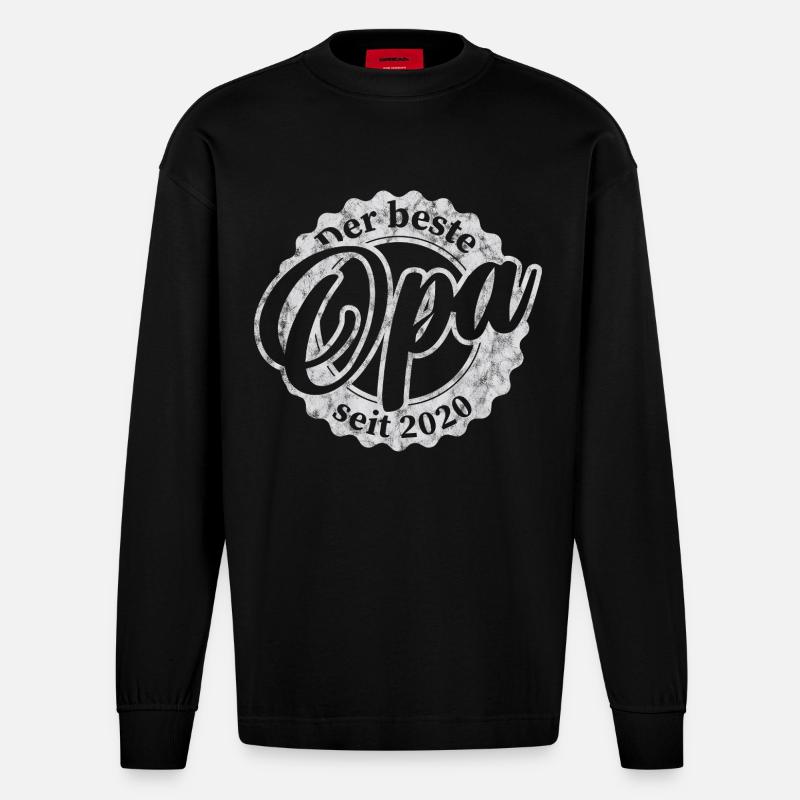Der Beste Opa seit 2020 - Heavyweight Oversized Organic Langarmshirt Made in EU - SOLID BLACK