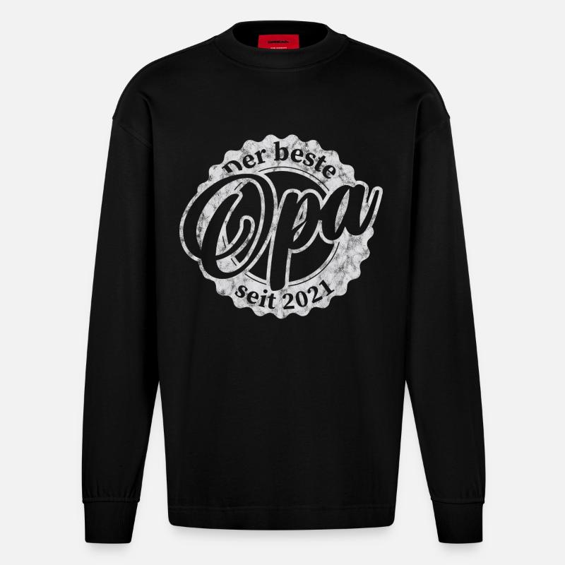 Der Beste Opa seit 2021 - Heavyweight Oversized Organic Langarmshirt Made in EU - SOLID BLACK