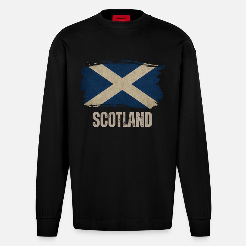 Drapeau de l’Écosse, fierté écossaise - Manches longues bio épais oversize fabriqué en UE - SOLID BLACK