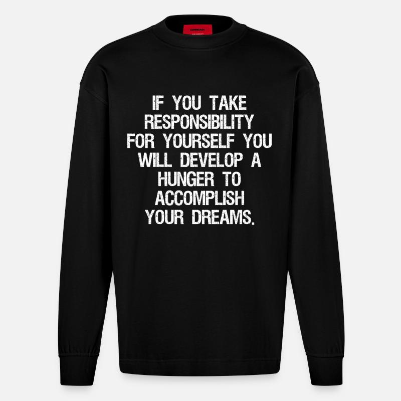 Si vous prenez vos responsabilités, vous - Manches longues bio épais oversize fabriqué en UE - SOLID BLACK