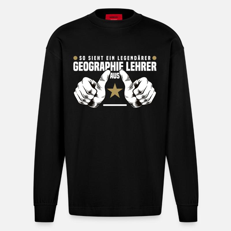 Geographielehrer - Heavyweight Oversized Organic Langarmshirt Made in EU - SOLID BLACK