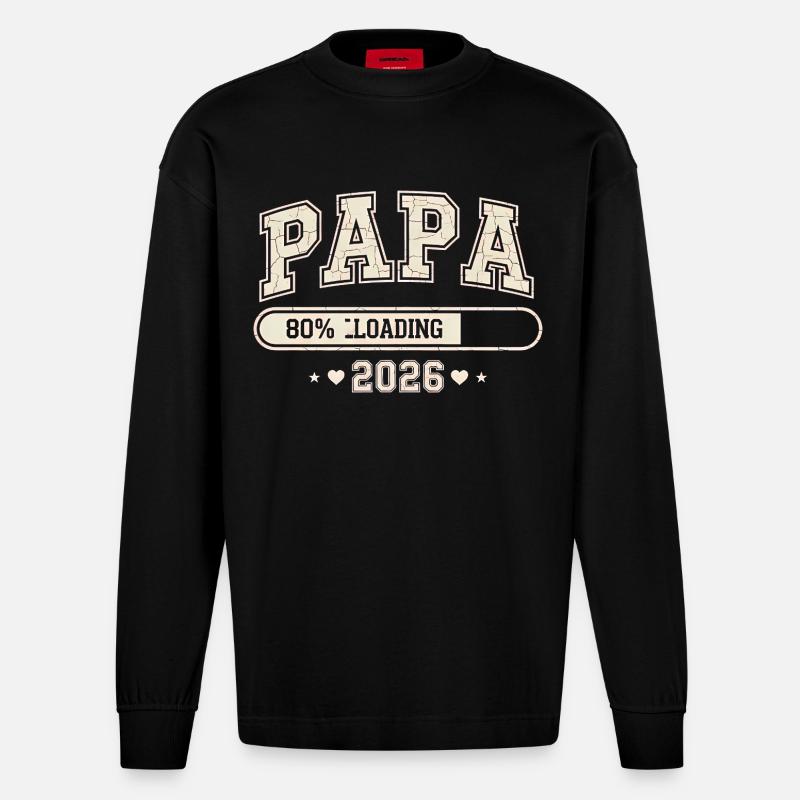 Papa 2026 Loading Werdender Papa - Heavyweight Oversized Organic Langarmshirt Made in EU - SOLID BLACK