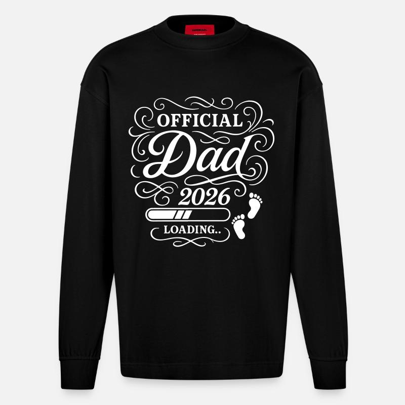 Dad 2026 Papa Loading Vaterschaft - Heavyweight Oversized Organic Langarmshirt Made in EU - SOLID BLACK