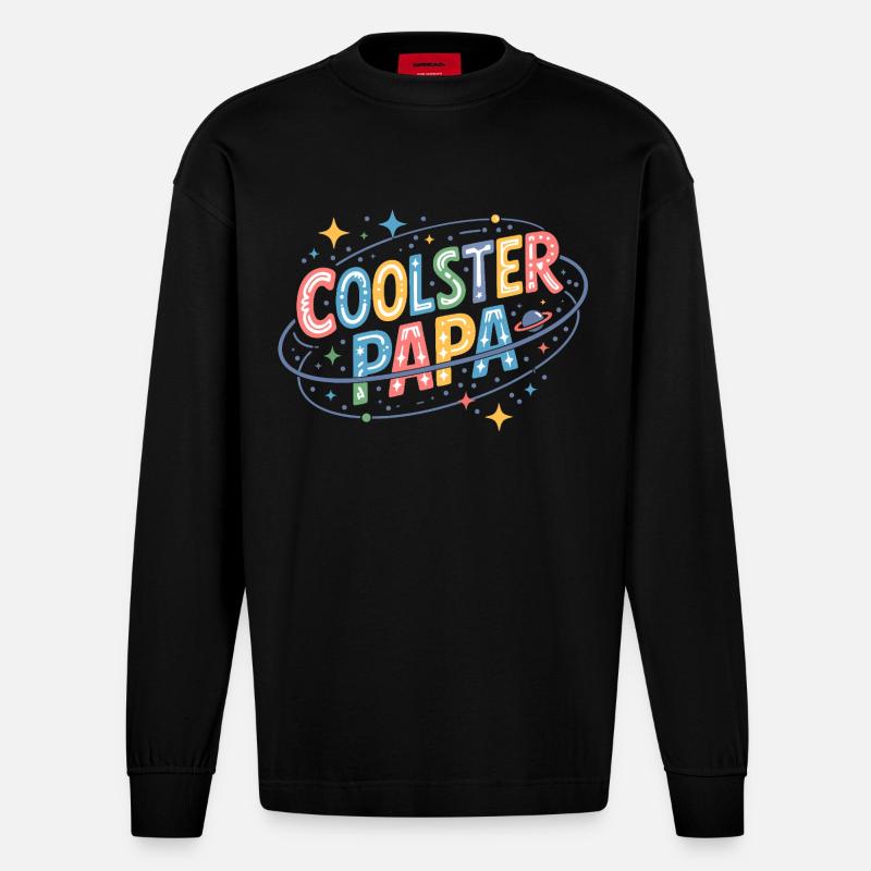 Coolster Papa Space-Design - Heavyweight Oversized Organic Langarmshirt Made in EU - SOLID BLACK
