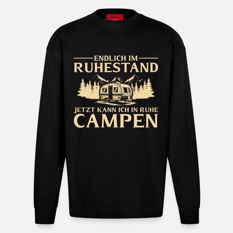 Endlich_im_Ruhestand_ _In_Ruhe_Campen - Manches longues bio épais oversize fabriqué en UE - SOLID BLACK