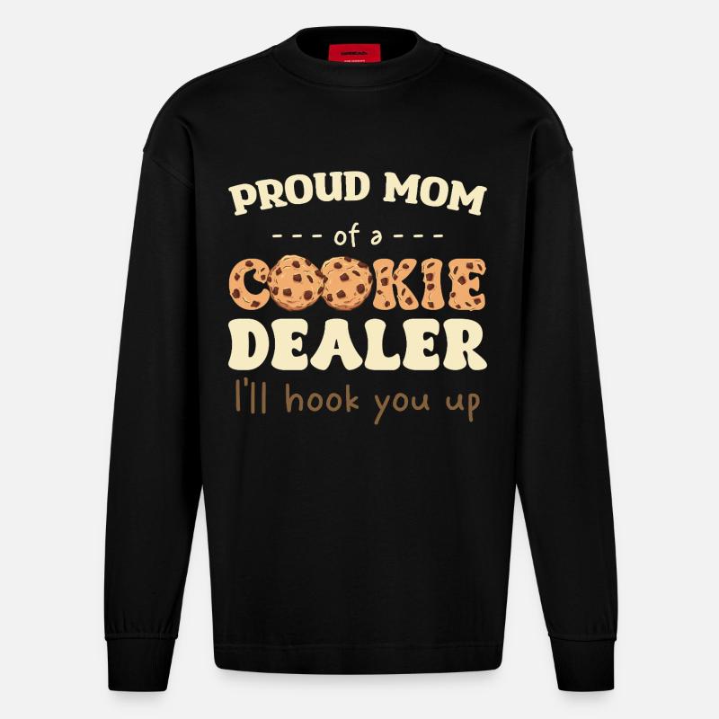 Stolze Mama eines Cookie-Verkäufers - Heavyweight Oversized Organic Langarmshirt Made in EU - SOLID BLACK