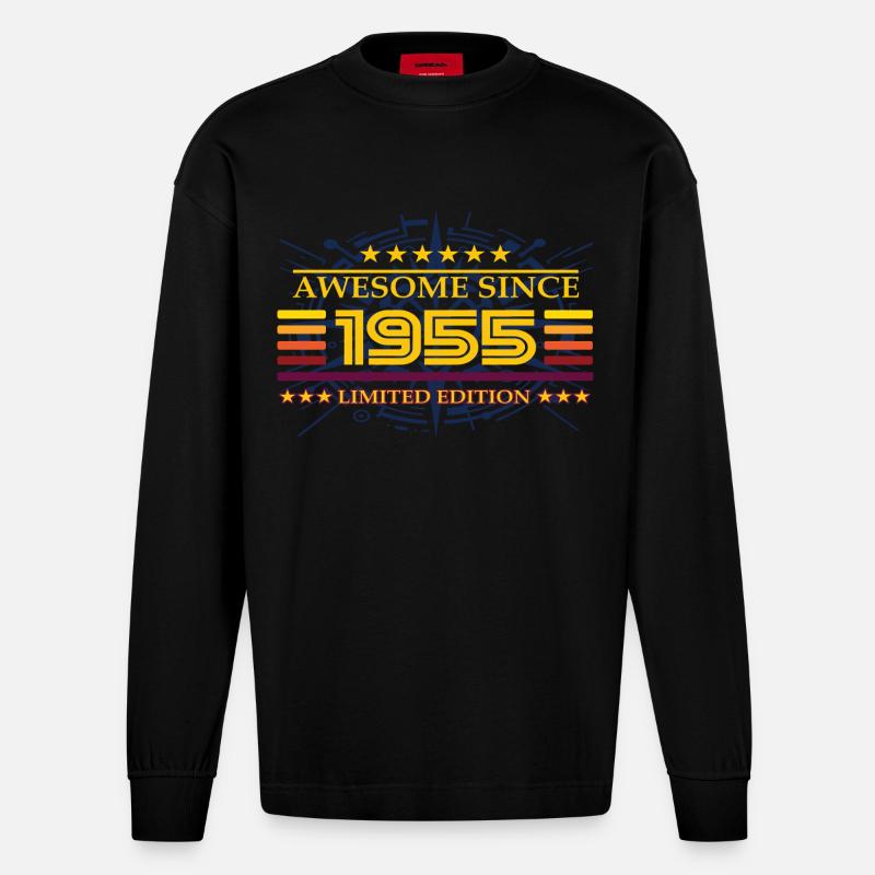 Awesome since 1955 Limited Edition - Heavyweight Oversized Organic Langarmshirt Made in EU - SOLID BLACK
