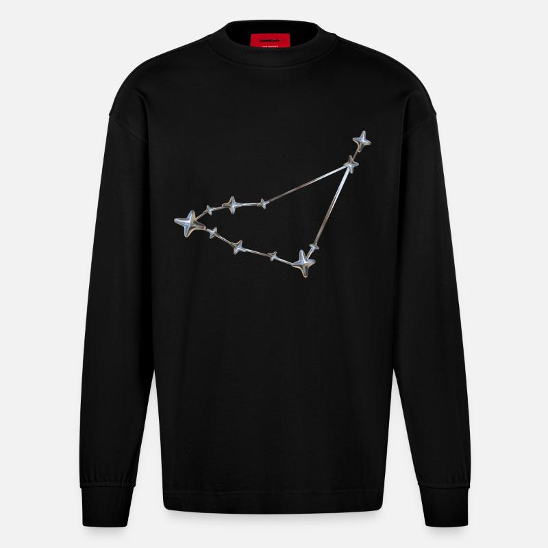 Rangée d’étoiles Conception de constellation - Manches longues bio épais oversize fabriqué en UE - SOLID BLACK