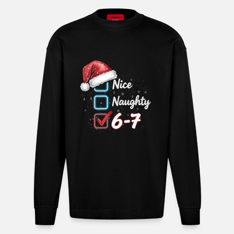 Nice Naughty 6-7  - Heavyweight Oversized Organic Langarmshirt Made in EU - SOLID BLACK