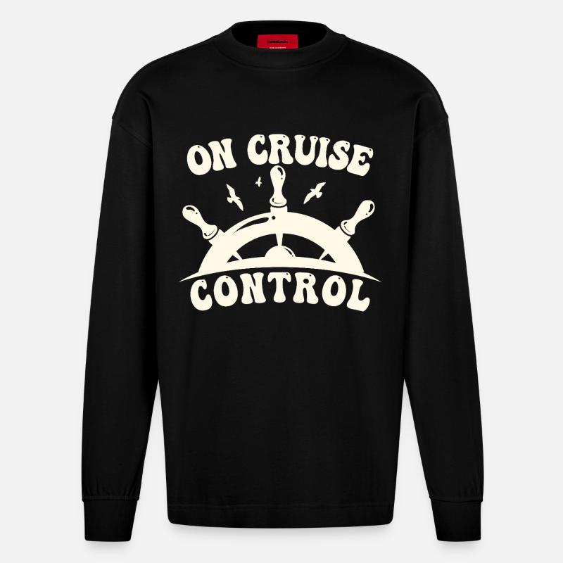 Sur le régulateur de vitesse - Manches longues bio épais oversize fabriqué en UE - SOLID BLACK