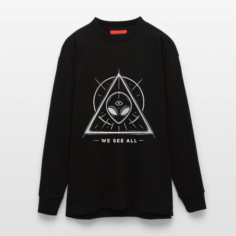 UFO Alien Eye Triangular Sigil Heavyweight Oversized Organic Longsleeve Shirt Made in EU