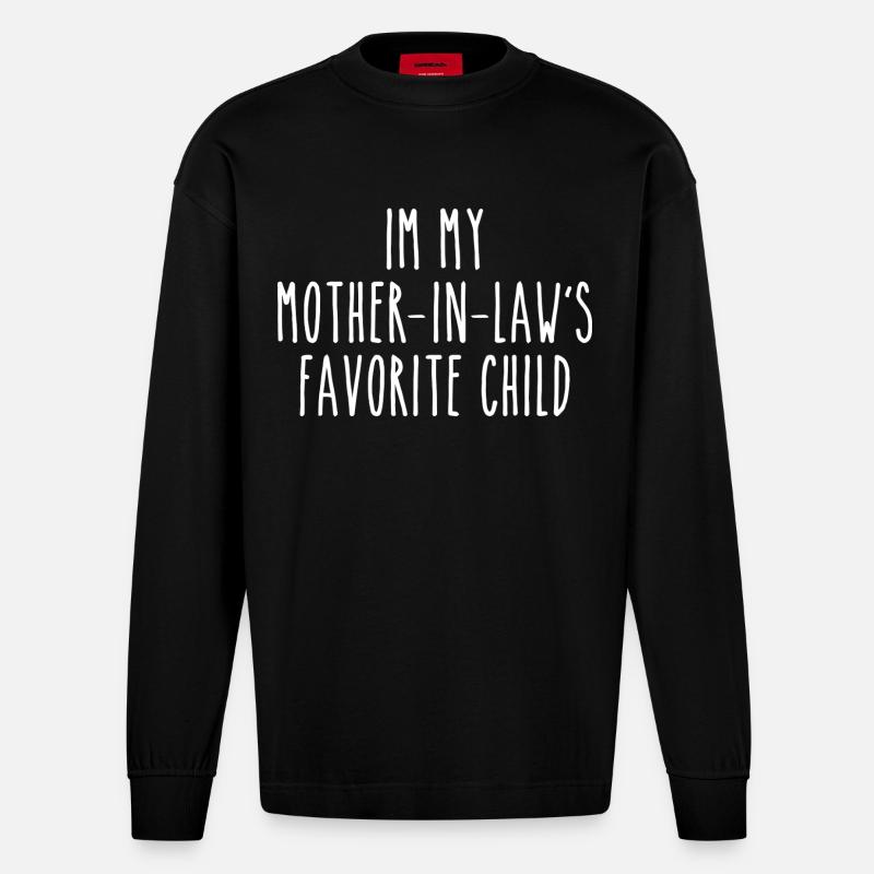 Liebling der Schwiegermutter Lustiger Spruch - Heavyweight Oversized Organic Langarmshirt Made in EU - SOLID BLACK