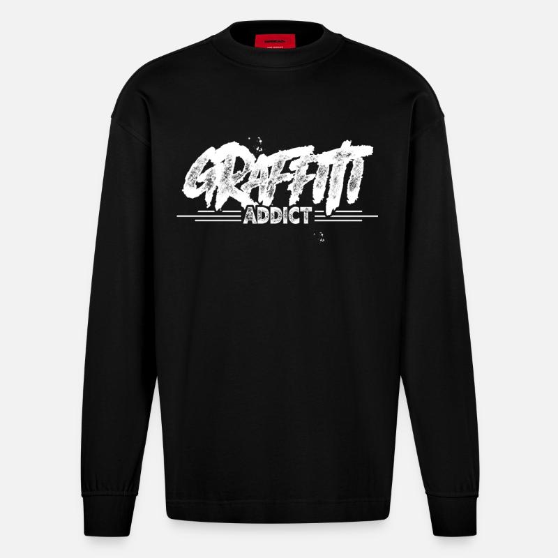 Graffiti - Heavyweight Oversized Organic Langarmshirt Made in EU - SOLID BLACK