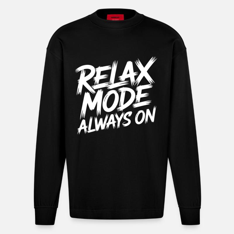 Relaxmodus Immer An - Heavyweight Oversized Organic Langarmshirt Made in EU - SOLID BLACK