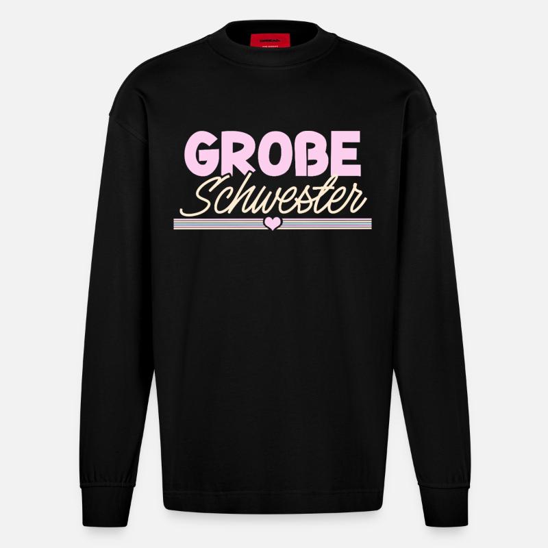 Große Schwester - Heavyweight Oversized Organic Langarmshirt Made in EU - SOLID BLACK