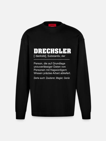 Definition Woodturner Funny - Heavyweight Oversized Organic Longsleeve Shirt Made in EU - SOLID BLACK