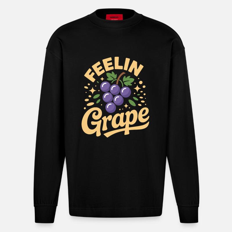 Feelin Grape - Heavyweight Oversized Organic Langarmshirt Made in EU - SOLID BLACK