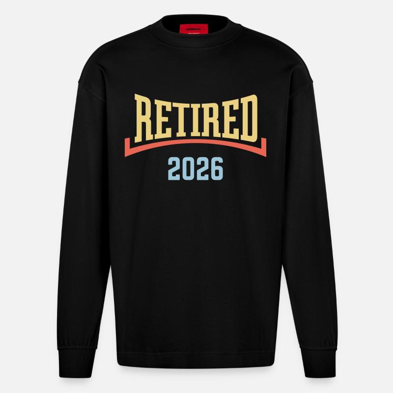 Retraité 2026 (Retraitée / Concave / 3C) - Manches longues bio épais oversize fabriqué en UE - SOLID BLACK