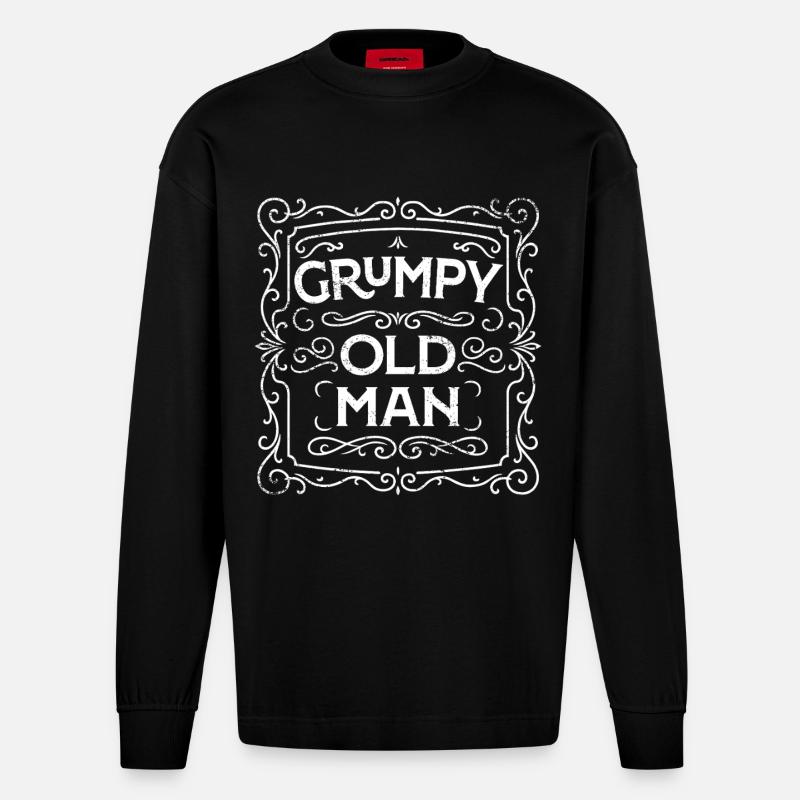 GRUMPY OLD MAN - Manches longues bio épais oversize fabriqué en UE - SOLID BLACK
