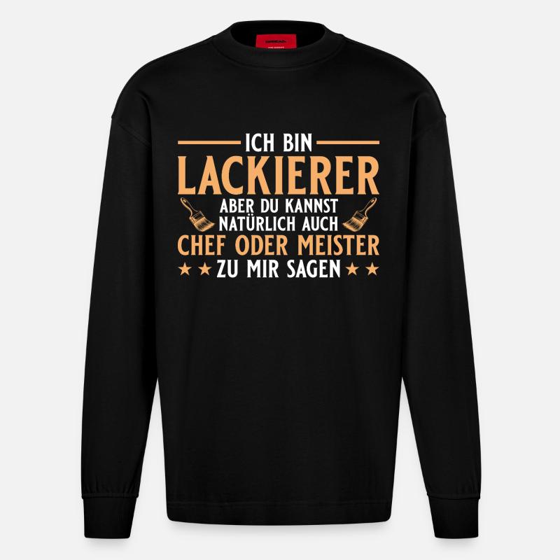 Maler Handwerker Chef oder Meister - Lackierer - Heavyweight Oversized Organic Langarmshirt Made in EU - SOLID BLACK