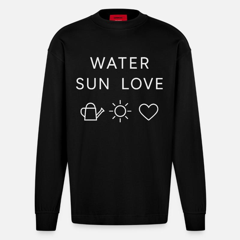 Wasser Sonne Liebe Statement - Heavyweight Oversized Organic Langarmshirt Made in EU - SOLID BLACK