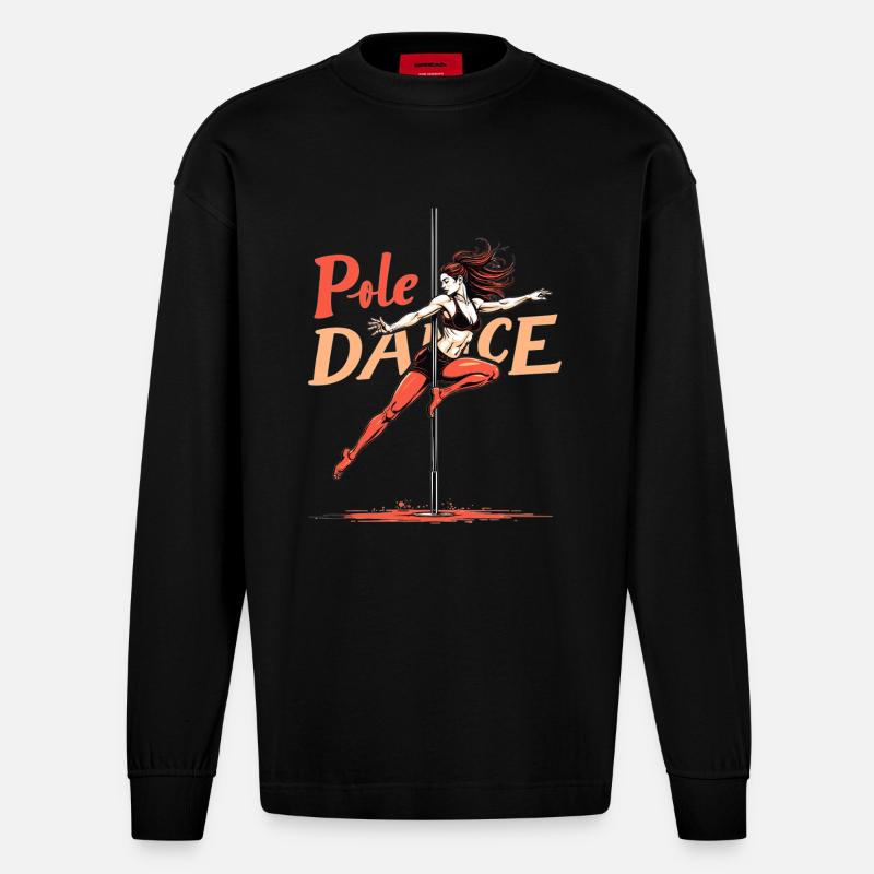 Pole Dance Poledancerin akrobatisch Geschenk - Heavyweight Oversized Organic Langarmshirt Made in EU - SOLID BLACK