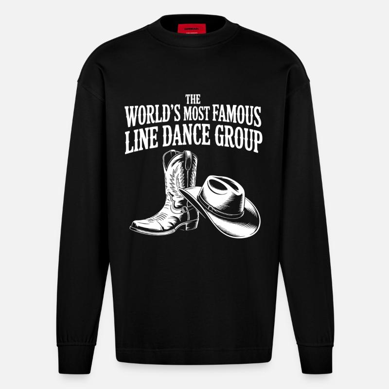 Weltberühmte Line Dance Gruppe - Heavyweight Oversized Organic Langarmshirt Made in EU - SOLID BLACK