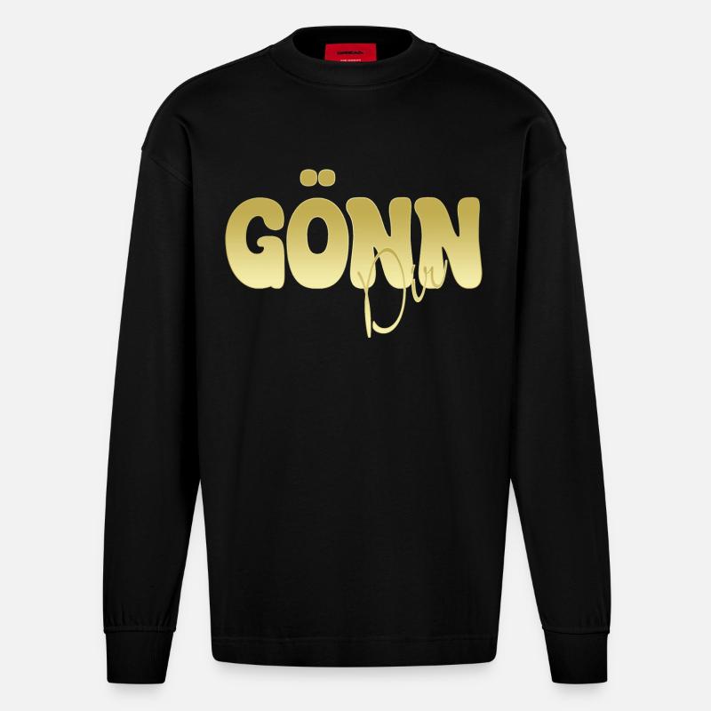 GÖNN DIR Goldglanz Typografie - Heavyweight Oversized Organic Langarmshirt Made in EU - SOLID BLACK