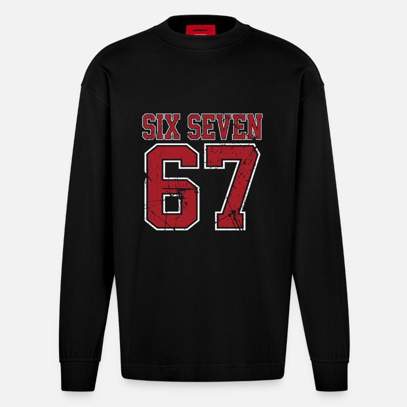 67 Six Seven 6-7  - Heavyweight Oversized Organic Langarmshirt Made in EU - SOLID BLACK
