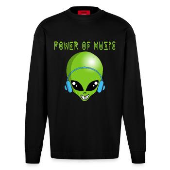 Interstellar music - Heavyweight Oversized Organic Longsleeve Shirt Made in EU - SOLID BLACK - Front
