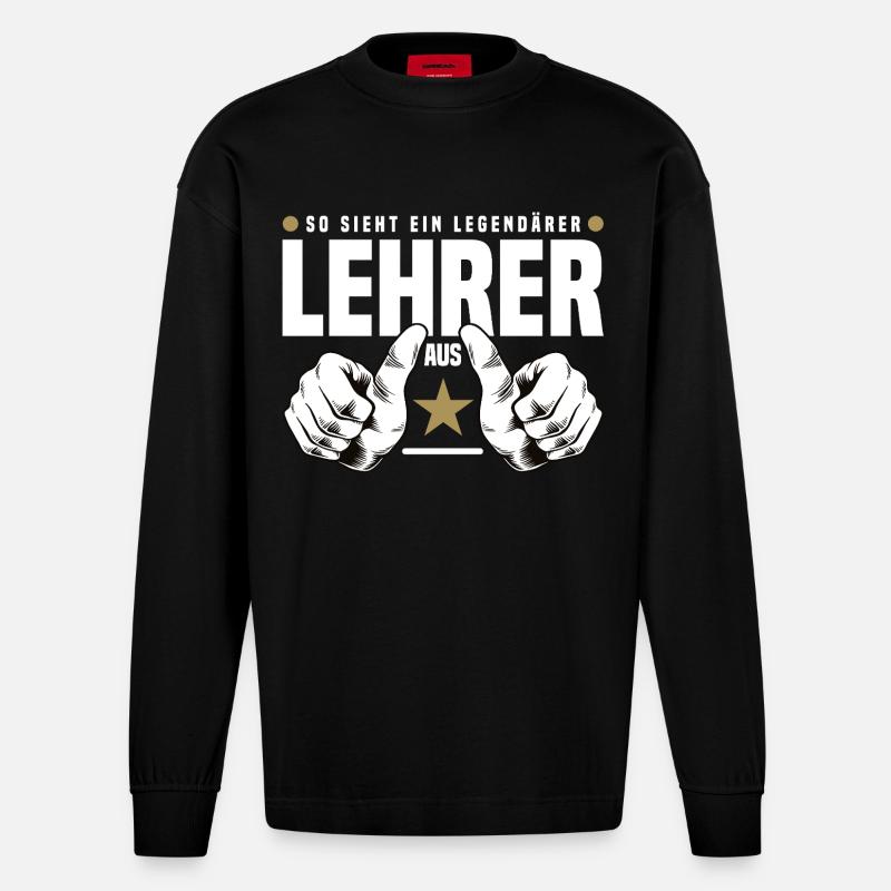 Legendärer Lehrer - Heavyweight Oversized Organic Langarmshirt Made in EU - SOLID BLACK