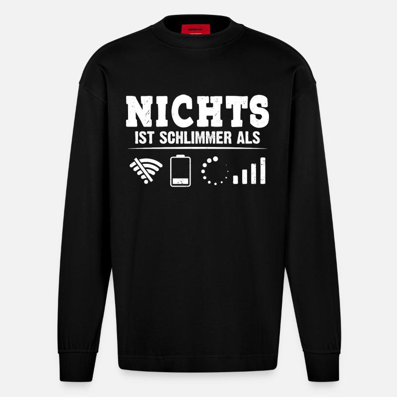 Coder NICHTS IST SCHLIMMER ALS LUSTIG - Heavyweight Oversized Organic Langarmshirt Made in EU - SOLID BLACK