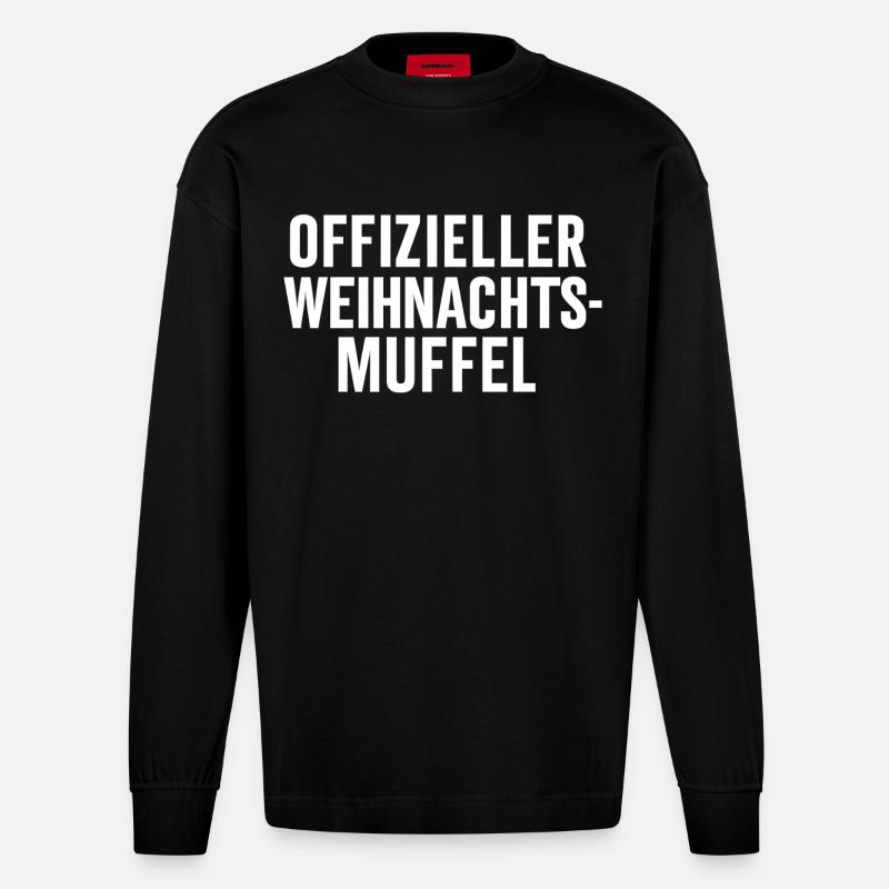 Offizieller Weihnachtsmuffel - Heavyweight Oversized Organic Langarmshirt Made in EU - SOLID BLACK