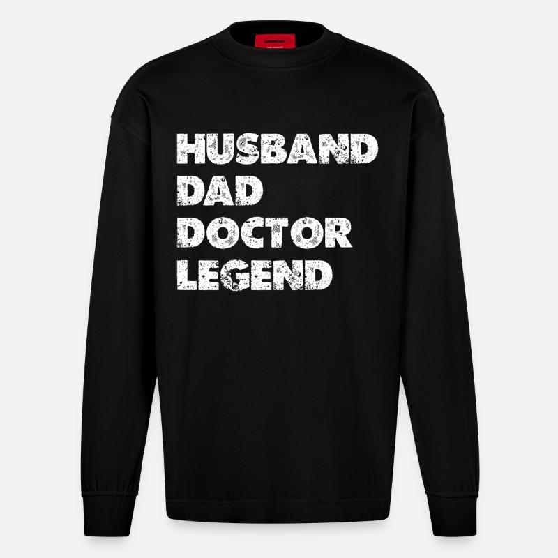 Heldenkombi Ehemann Vater Doktor - Heavyweight Oversized Organic Langarmshirt Made in EU - SOLID BLACK
