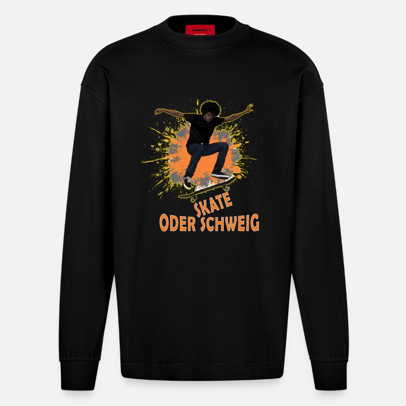 Skate Oder Schweig Splash - Heavyweight Oversized Organic Langarmshirt Made in EU - SOLID BLACK